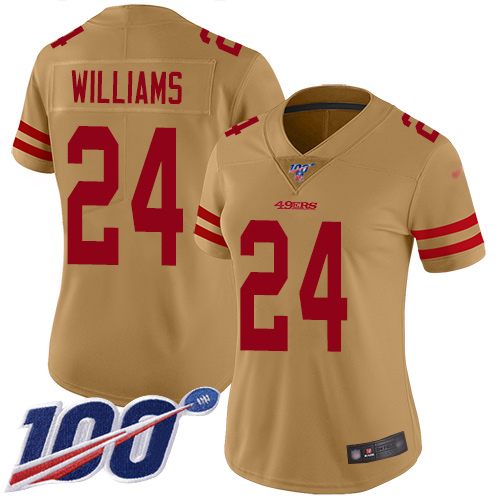 San Francisco 49ers Limited Gold Women K Waun Williams NFL Jersey #24 100th Season Vapor Untouchable